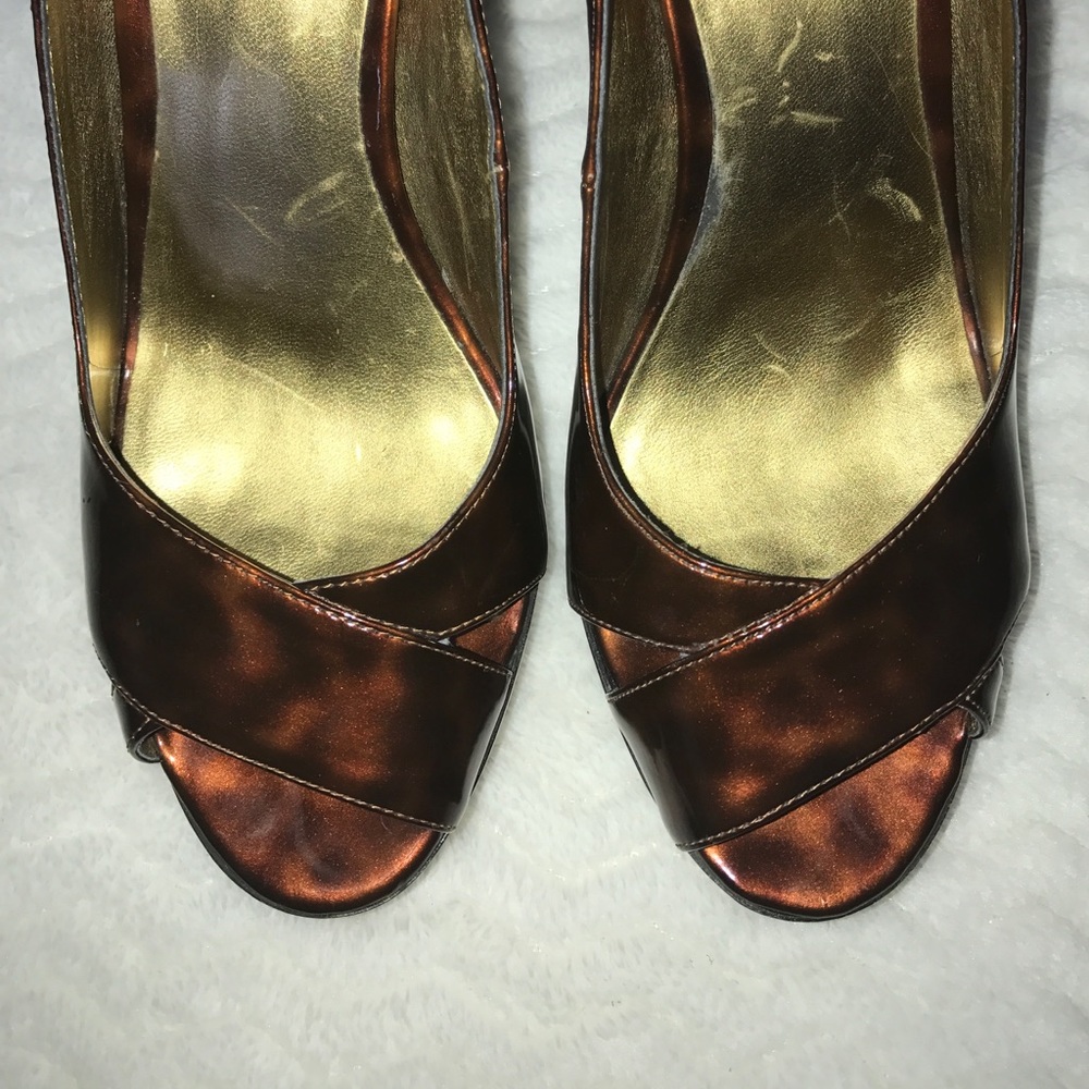 Marc Fisher Brown Tortoise Print Platform Heels Size 7.5 - Picture 5 of 8